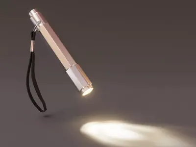 Flashlight with cord Low-poly 3D model