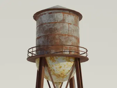 Water Tower - Low poly PBR Low-poly 3D model
