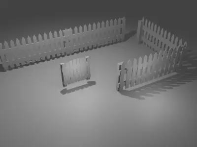 Wood fence lowpoly  Low-poly 3D model