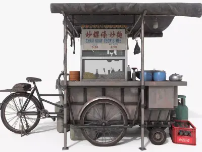 Local Char Kuey Teow Stall 3D model