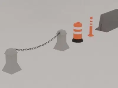 City Barriers Game Ready Asset Set 3D model