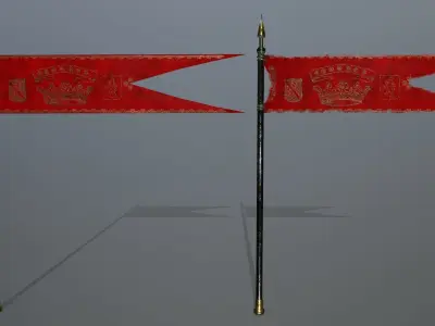 flag set 1 swords and banners of chinese dynasty Low-poly 3D model