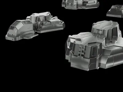 20 Spaceship Kitbash Set Hard Surface Low-poly 3D model