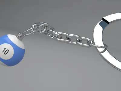 10 Snooker Ball with Keychain 3D model
