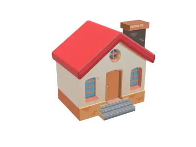 Classic Cartoon House  Low-poly 3D model
