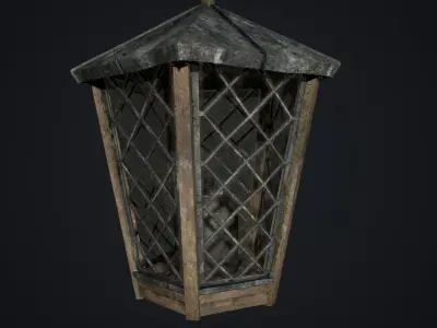 Old medieval lantern Low-poly 3D model