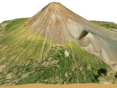 Mount Fuji 3D terrain model Low-poly 3D model