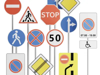 Road signs set 3D model