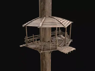 Wooden Tree House Shelters and Platforms 4 Low-poly 3D model