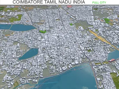 Coimbatore Tamil Nadu India 30km Low-poly 3D model
