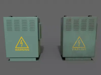 PBR Electric Box Green V3 Low-poly 3D model
