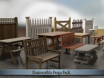 Destructible Props Pack Low-poly 3D model