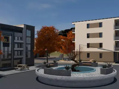 Autumn Retail Park 3D model