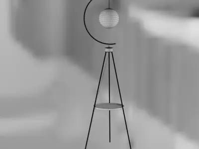 Floor lamp with a semicircular frame and a  ball-shaped shade  3D model