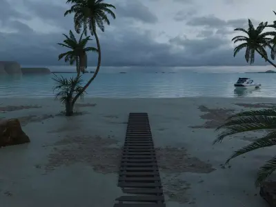 Realistic Beach Scene - 3D Artwork 3D model