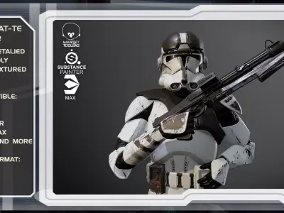 Clone AT-TE gunner Low-poly 3D model