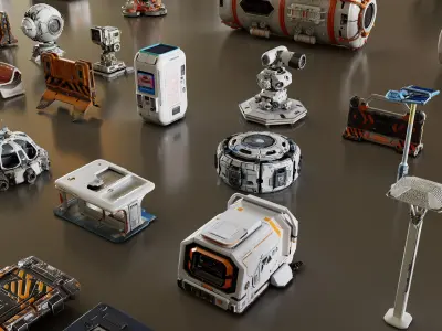 Space Colony City Props Kitbash KIT 3D model