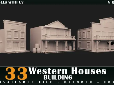 33 western houses building- kitbash- vol 01 3D model