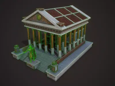 Ancient Temple Mars Low-poly 3D model