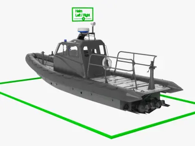  Rigid Inflatable Boat with Navigation Lights Black Rigged 