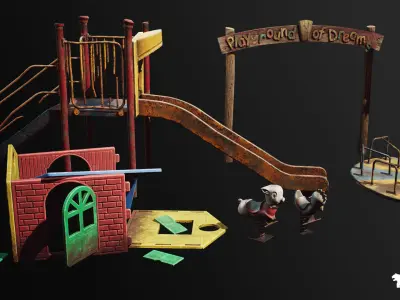 Post Apocalyptic Playground Equipment VOL 3 Low-poly 3D model