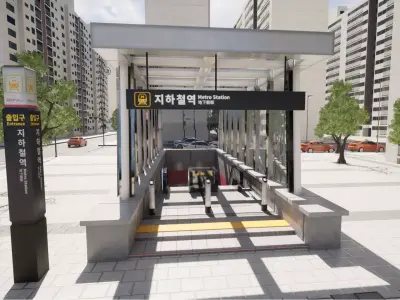 Korean Underground Metro Entrance 02 Low-poly 3D model