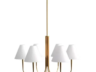 Swoop Arm Chandelier with Shades 3D model