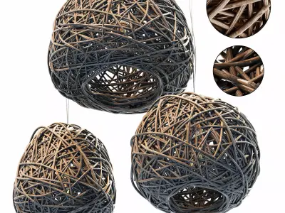 Lamp Rattan sphere hive n2 3D model
