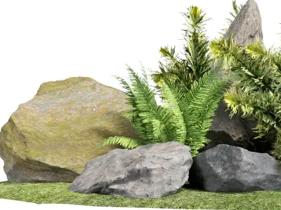 Stone and Bush Pack 24 3D model
