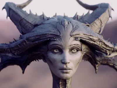 50 DEMONESS HEADS 3D model