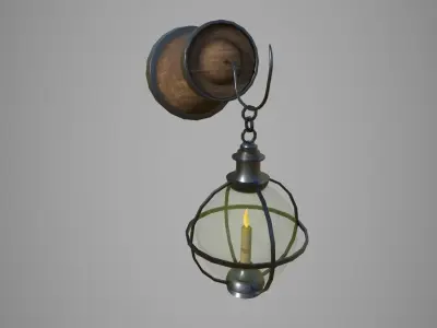 Medieval wall lamp Low-poly 3D model