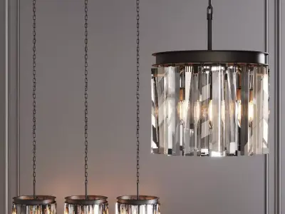 RH 1920S ODEON RHYS CLEAR GLASS PRISM ROUND CHANDELIER 12 Black 3D model