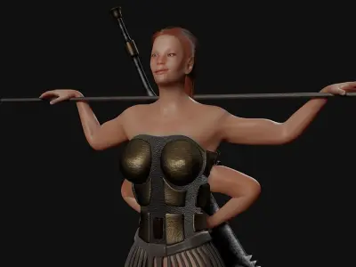 the Most Advanced Female Soldier Rigged its Here Low-poly 3D model