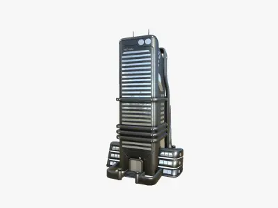 SciFi Building A09 Dark Metal - Sci Fi Exterior Design Low-poly 3D model