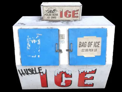 Worn Ice Vending Machine Box Gas Station Prop Low-poly 3D model