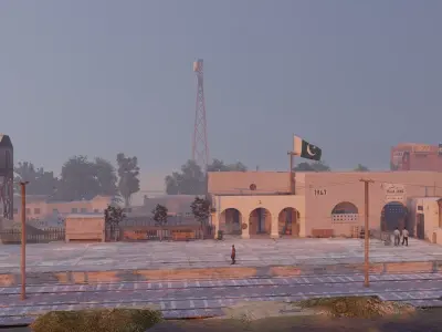 Railway Station Low-poly 3D model