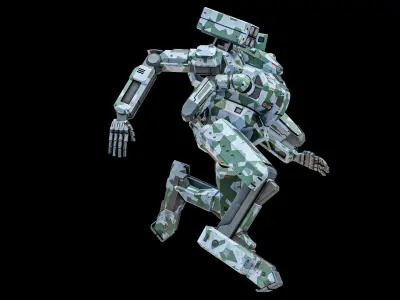  Rigged Sci-Fi Combat Mech Exoskeleton Suit - Green Protective PBR 