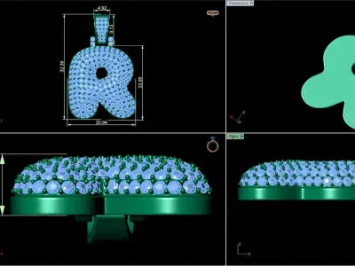 Bubble R Initial Pendant 3D print model