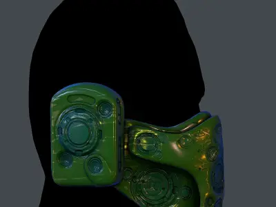 Gas mask helmet scifi Low-poly character art game space Low-poly 3D model 5