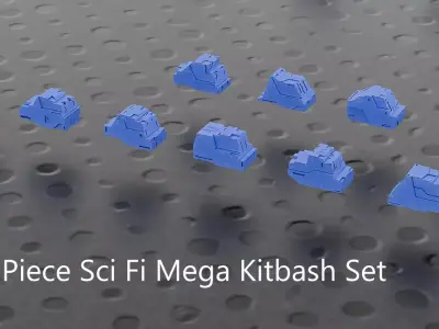 441 Sci Fi Piece Mega Kitbash Set Low-poly 3D model