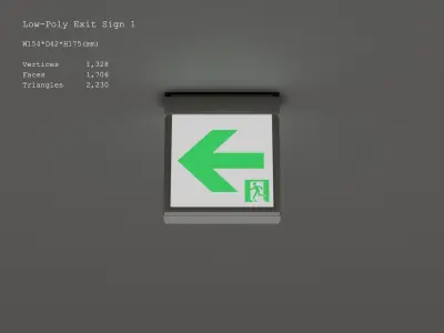 Low-Poly Exit Sign Low-poly 3D model