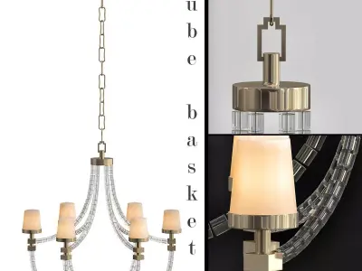 Crystal Cube Basket Chandelier Visual Comfort 3D model