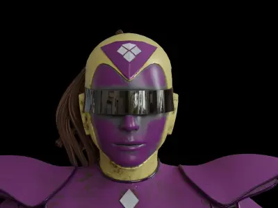 High-quality purple robot model 3D model