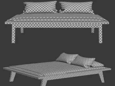 Wooden beach daybed 3D model