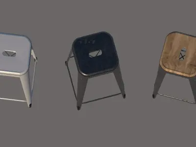 Industrial Stools Low-poly 3D model