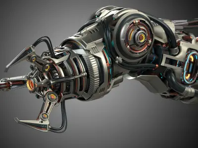 Sci-Fi Robotic Arm Advanced - Rigged and Animated 3D model
