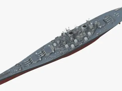  USS Iowa Battleship 1940s Used Rigged for Cinema 4D 