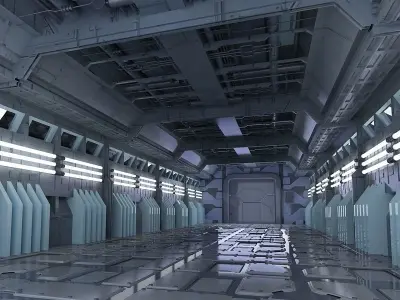 Space stations passages sci-fi scenarios corridors labs 3D model