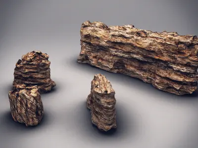 Rocks Stones set Low-poly 3D model