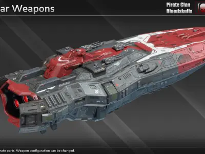 Spaceship Razorthorn Battleship Low-poly 3D model